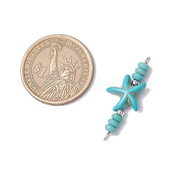 10Pcs 2 Colors Starfish & Rondelle Dyed Synthetic Turquoise Beaded Connector Charms&nbsp;PALLOY-JF03948