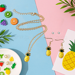 Alloy Enamel Pineapple 2 Pairs Dangle Earrings & 2Pcs Pendant Necklace&nbsp;SJEW-HY0001-08