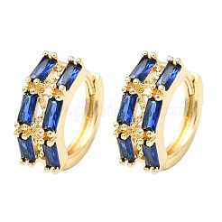 Rectangle Brass Micro Pave Cubic Zirconia Hoop Earrings&nbsp;EJEW-H178-03G