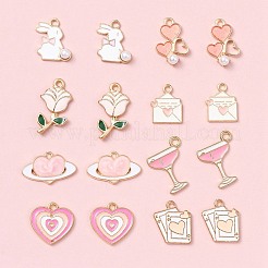 16Pcs 8 Styles Valentine's Day Alloy Enamel Pendants&nbsp;ENAM-FS0001-64