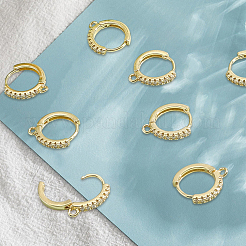 6 Pairs Brass Micro Pave Clear Cubic Zirconia Hoop Earring Findings&nbsp;KK-BBC0027-48A