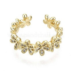 Brass Micro Pave Clear Cubic Zirconia Cuff Rings&nbsp;RJEW-S044-098-NF