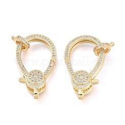 Brass Micro Pave Clear Cubic Zirconia Lobster Claw Clasps&nbsp;ZIRC-L076-069G