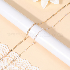 2Pcs 2 Styles Iron Figaro Chains & Curb Chain Belts&nbsp;IFIN-WH20816-001G