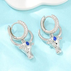 Brass Micro Pave Cubic Zirconia Dangle Hoop Earrings&nbsp;EJEW-G471-46P