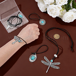 6Pcs Synthetic Turquoise & Alloy Necklaces & Hair Tie Kits&nbsp;SJEW-PH00014