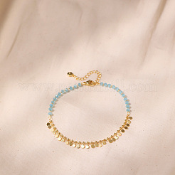 Faceted Rhondelle Glass & Brass Disc Tassel Anklets for Women&nbsp;FS-WGF22A3-01