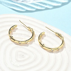 C-Shaped Brass Micro Pave Clear Cubic Zirconia Stud Earrings&nbsp;EJEW-A132-14G