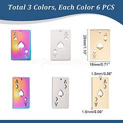 18Pcs 3 Colors 201 Stainless Steel Pendant&nbsp;STAS-UN0045-15