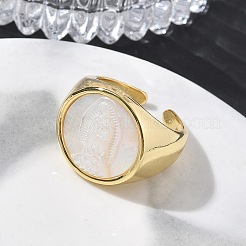 Brass & White Shell Cuff Open Rings&nbsp;KK-CBA56EF-42C-G