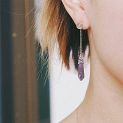 12Pcs Bullet Natural Amethyst Pointed Pendants&nbsp;G-FW0001-11