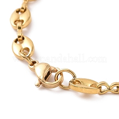 PVD Vacuum Plating 304 Stainless Steel Coffee Bean Chain Necklace for Men Women&nbsp;NJEW-E063-01G