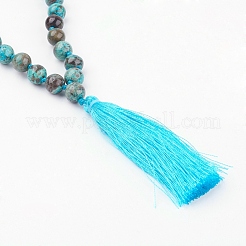 Natural Ocean Jasper and Wood Beaded Necklaces&nbsp;NJEW-JN02024