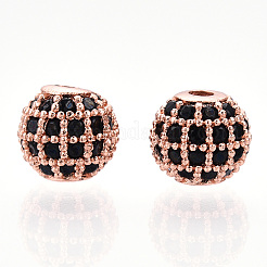 Rack Plating Brass Cubic Zirconia Beads&nbsp;ZIRC-S001-6mm-B01