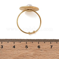304 Stainless Steel with Plastic Pearls Finger Rings for Women&nbsp;SA-CBAA981-01G-01