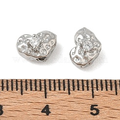 Brass Micro Pave Clear Cubic Zirconia Beads&nbsp;CU-CBAC675-09P