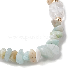 Natural Flower Amazonite Chip & Cuboid Beaded Stretch Bracelets for Women&nbsp;BJEW-JB10808-04