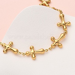 304 Stainless Steel Cross Link Chain Necklaces for Women&nbsp;NJEW-G178-03G-01