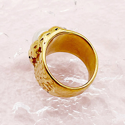 304 Stainless Steel Imitation Pearl Finger Rings&nbsp;FS-WGE143D-02