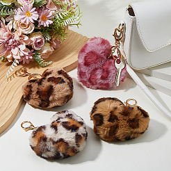 4Pcs 4 Colors Heart Plush Polyester Pendant Keychains&nbsp;KEYC-DC0001-33