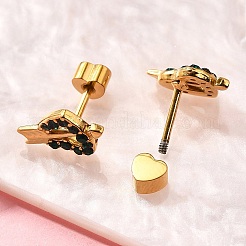 Ion Plating(IP) 304 Stainless Steel Heart Stud Earring&nbsp;EJEW-A118-18G-01