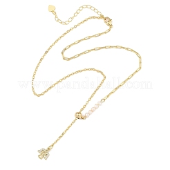 Adjustable Brass Cable Chain & Paperclip Chain Lariat Necklaces&nbsp;NJEW-JN06150-01