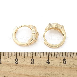 Brass Clear Cubic Zirconia Hoop Earrings&nbsp;EJEW-Q014-21G