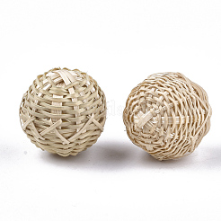Handmade Reed Cane/Rattan Woven Beads&nbsp;WOVE-T006-106