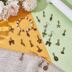 36Pcs 18 Styles Alloy Pendant Decorations&nbsp;HJEW-UN00086