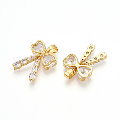 Brass Micro Pave Cubic Zirconia Pendants&nbsp;KK-N257-26A-G