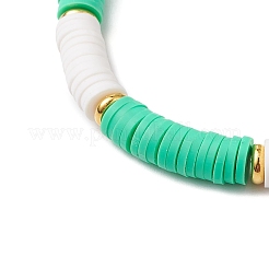 4Pcs Flat Round Handmade Polymer Clay Beads Beaded Stretch Bracelets for Women&nbsp;BJEW-TA00582