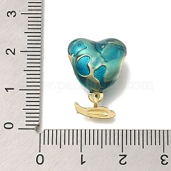 Brass Turquoise Enamel European Dangle Charms&nbsp;KK-M101-08G