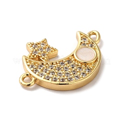 Eco-Friendly Rack Plating Brass Micro Pave Clear Cubic Zirconia Connector Charms&nbsp;KK-F853-28G