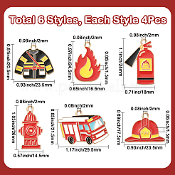 24Pcs 6 Styles Firefighting Theme Alloy Enamel Pendants&nbsp;ENAM-SC0007-22