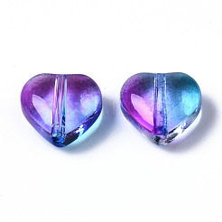 Two Tone Transparent Spray Painted Glass Beads&nbsp;GGLA-S054-012D-02