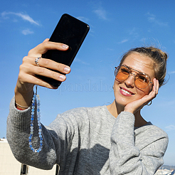 4Pcs 4 Style Round Acrylic Beads & Natural Gemstone Phone Hand Strap Chains&nbsp;FIND-AR0003-89