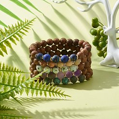 Natural Wenge Wood Stretch Bracelet for Men Women&nbsp;BJEW-JB06759