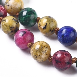 Dyed Natural Sesame Jasper/Kiwi Jasper Beaded Necklaces&nbsp;NJEW-P249-B01