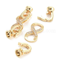 Rack Plating Brass Pave Clear Cubic Zirconia Fold Over Clasps&nbsp;KK-D053-01G