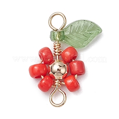 6Pcs 6 Colors Glass Copper Wire Wrapped Connector Charms&nbsp;PALLOY-TA00165