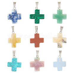 18Pcs 9 Styles Mixed Gemstone Pendants&nbsp;G-TA0002-32