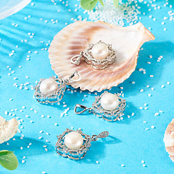 4Pcs Natural Pearl Pendants&nbsp;PALLOY-TAC0181