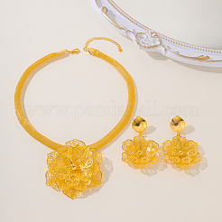 Alloy Hollow Flower Earrings & Pendant Necklaces Sets for Women&nbsp;JI5583