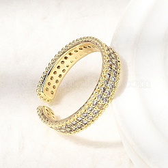 Brass Micro Pave Clear Cubic Zirconia Cuff Open Rings&nbsp;RJEW-Z136-03G
