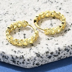 Brass Clear Cubic Zirconia Hoop Earrings&nbsp;EJEW-M047-18G