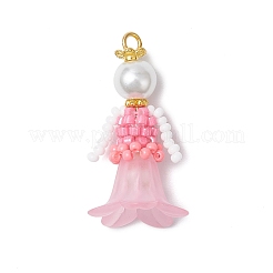 Glass Seed Beaded Flower Figurine Pendants&nbsp;PALLOY-MZ00686