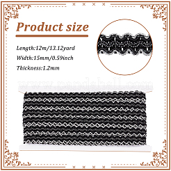 12M Polyester Glitter Wavy Fringe Trim Ribbon&nbsp;OCOR-WH0003-031A