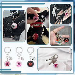 3Pcs 3 Colors Eye Alloy Resin Pendant Keychains&nbsp;KEYC-PH0002-38