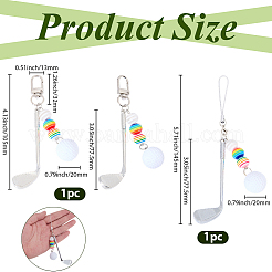 2Pcs 2 Styles Golf Plastic & Alloy Pendant Decorations&nbsp;HJEW-BM0001-40