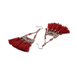 Rhinestone Triangle with Tassels Dangle Earrings&nbsp;LS-EJEW-E267-01RC